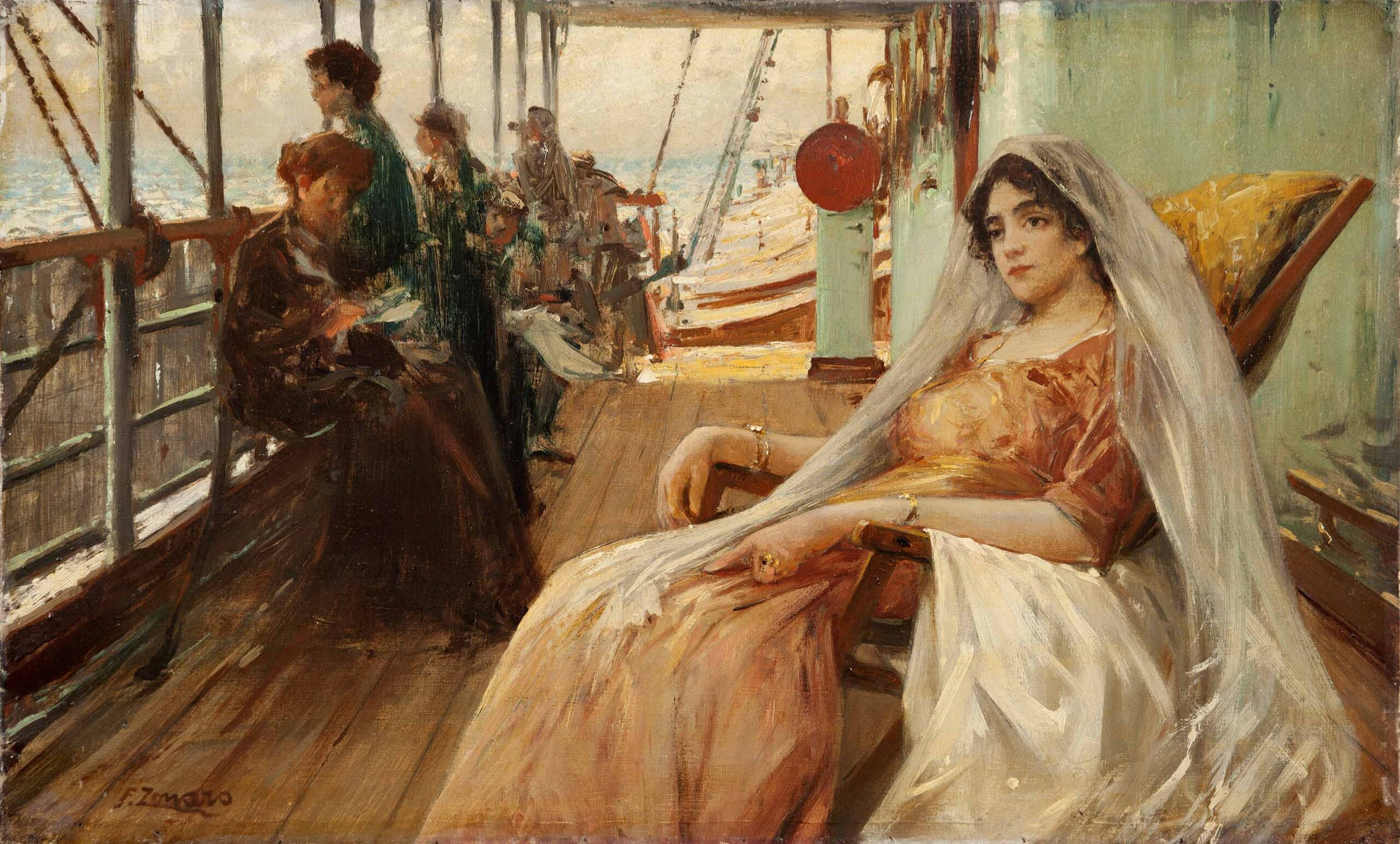 “Viaggiando sul Bosforo”, importante opera di Fausto Zonaro.