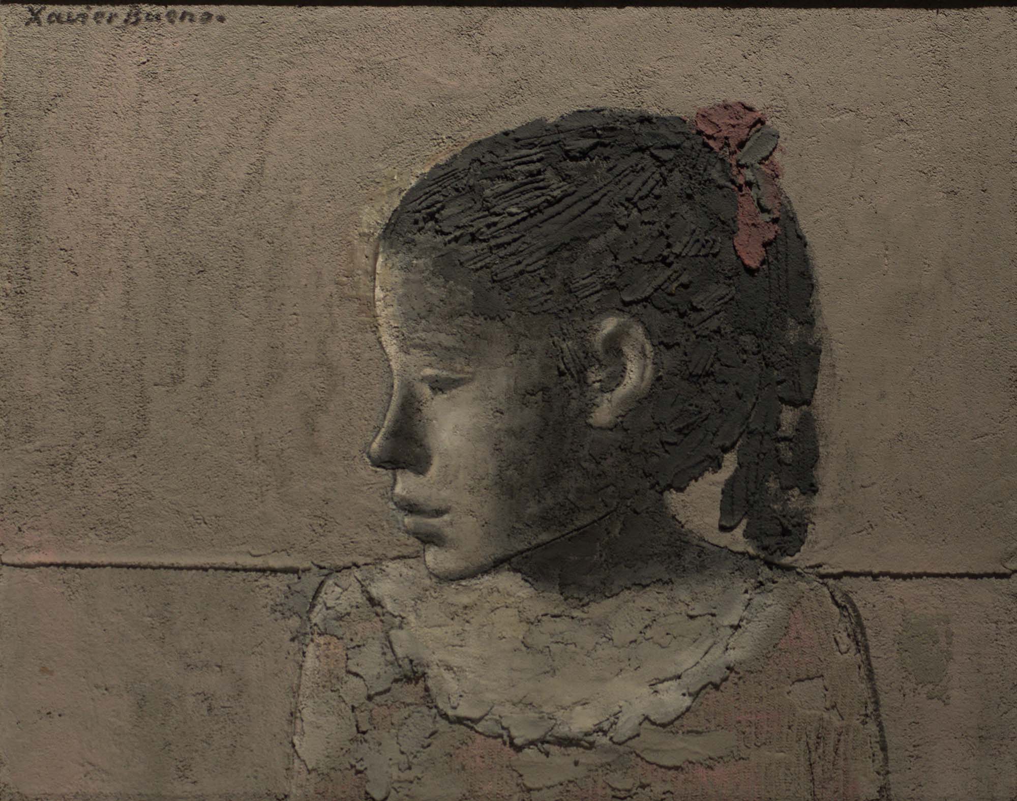 “Profilo di fanciulla”, importante olio su tela di Xavier Bueno.