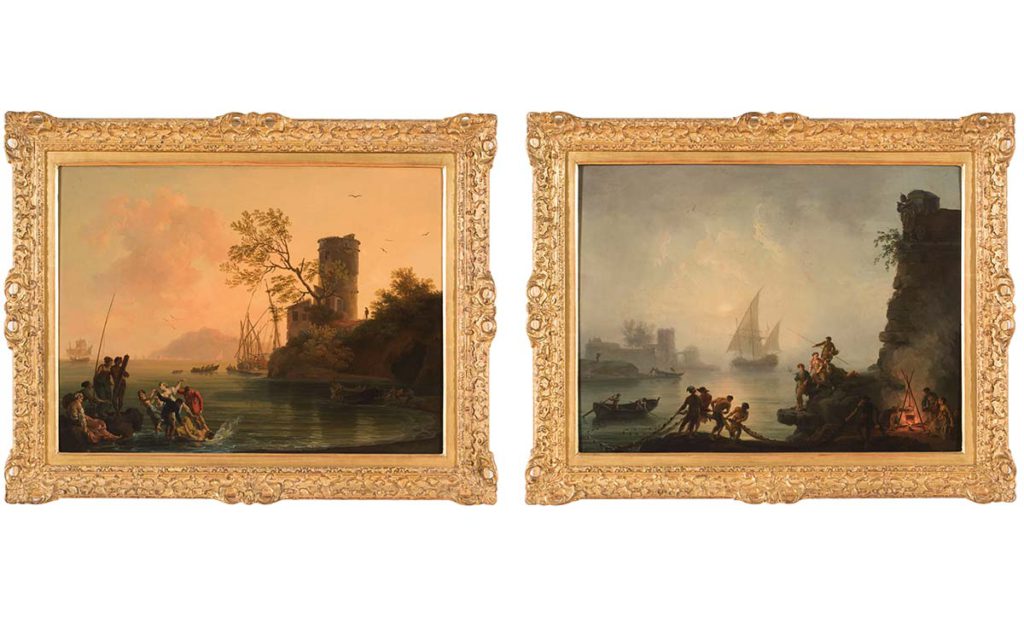"Marine con personaggi", dipinti di Claude Joseph Vernet.