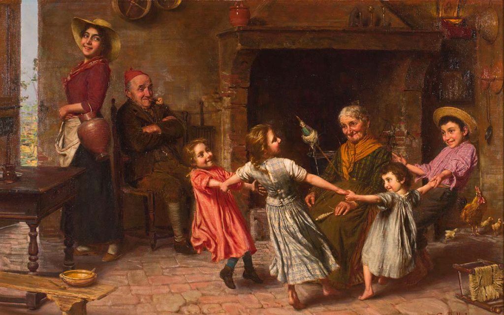 "Girotondo", olio su tela di Gaetano Bellei.