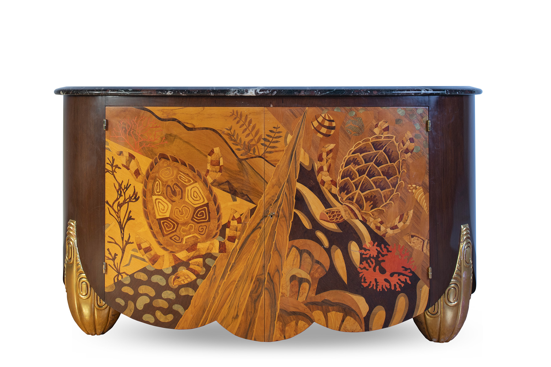 Credenza a demi-lune, Produzione Europea artigianale in stile Art Deco.
