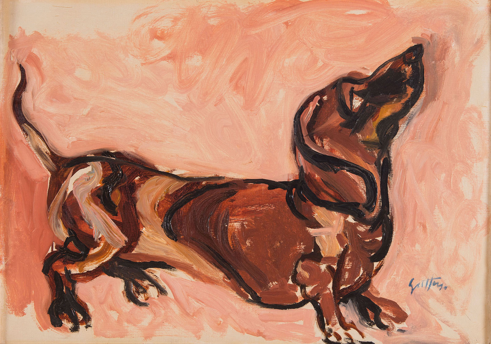 "Bassotto", olio su tela di Renato Guttuso, 1958.