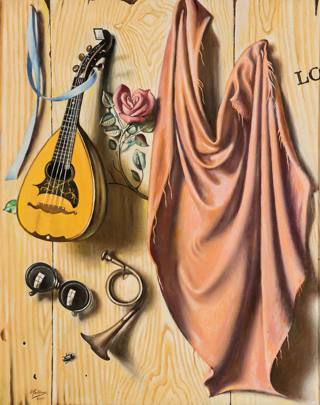 “Trompe-l’oeil con lo scarafaggio”, olio su tela di Gregorio Sciltian, 1981.