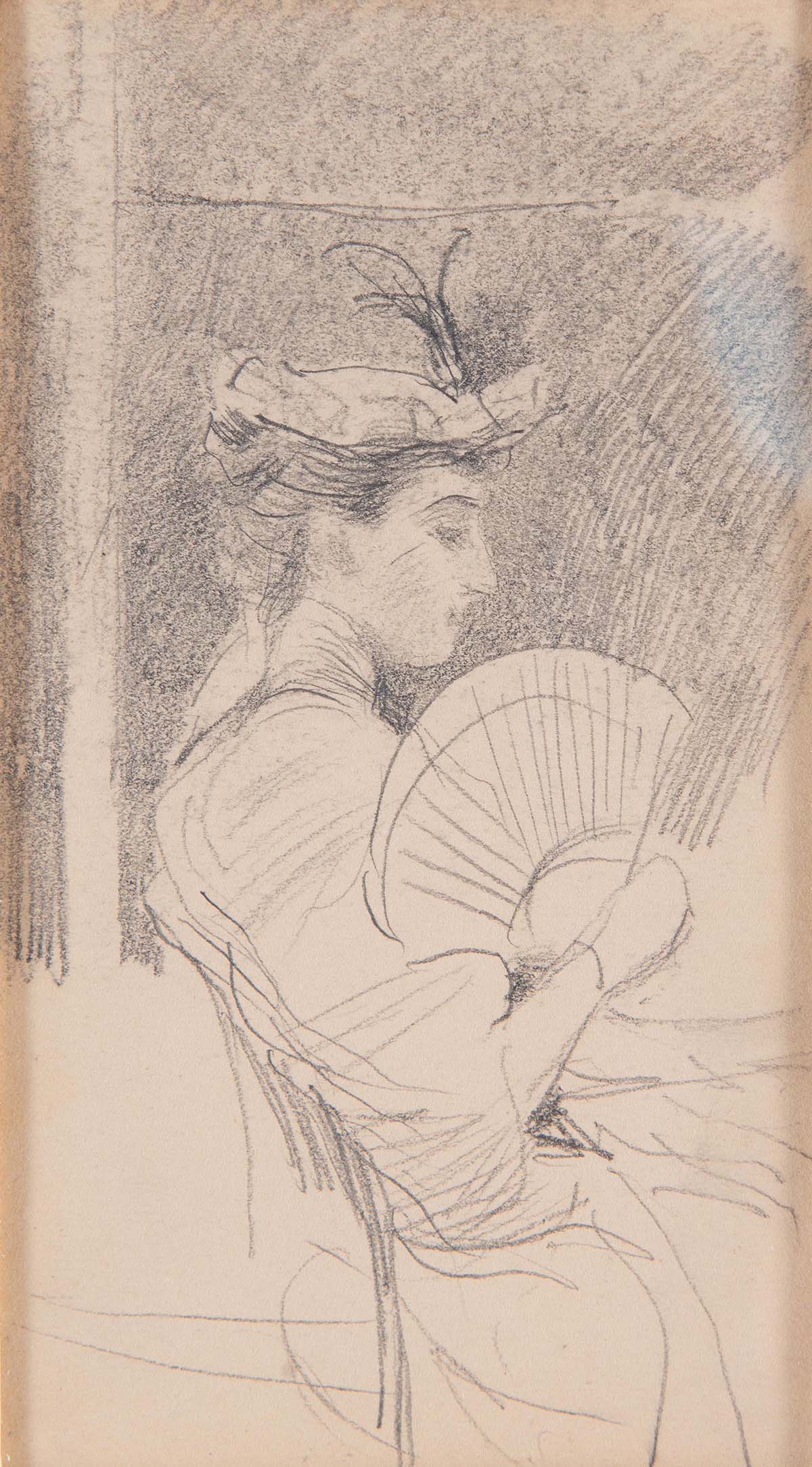“La signora del ventaglio”, disegno di Giovanni Boldini, 1915.