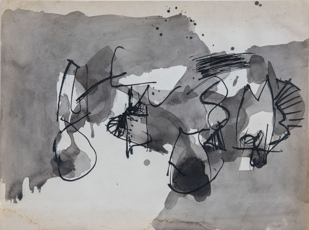 "Composizione", tempera su cartone di Afro Basaldella, 1964.