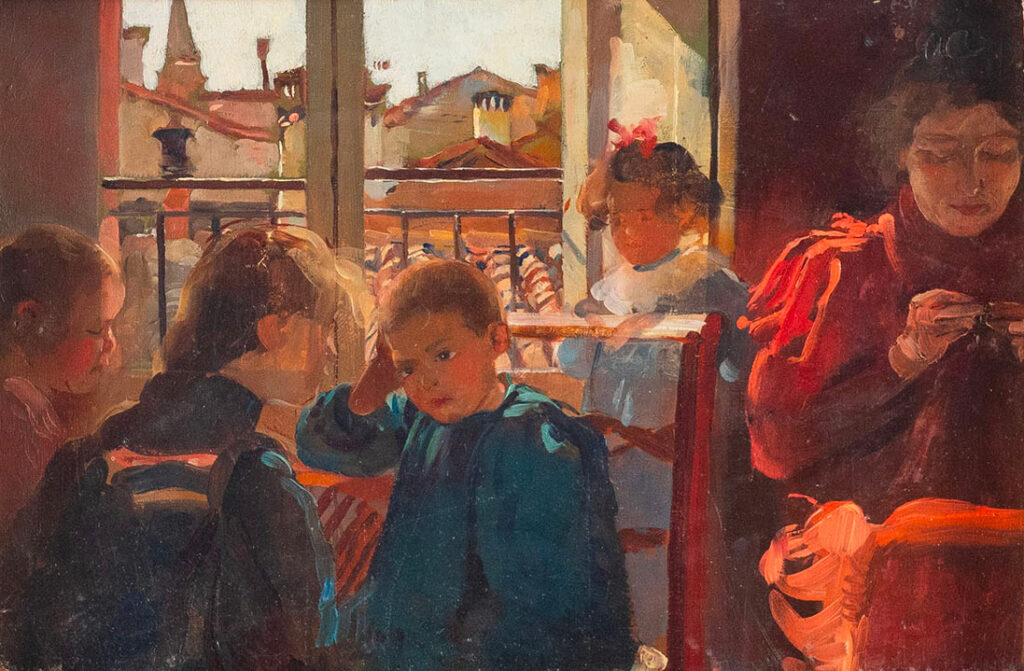 "La mia famiglia", olio su tela di Alessandro Scorzoni, 1898.