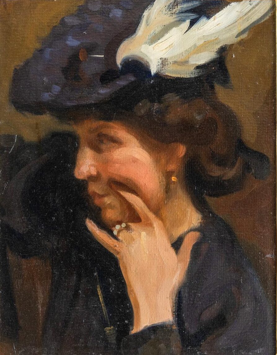 "Figura in nero", olio su tela di Alfredo Protti, 1941.