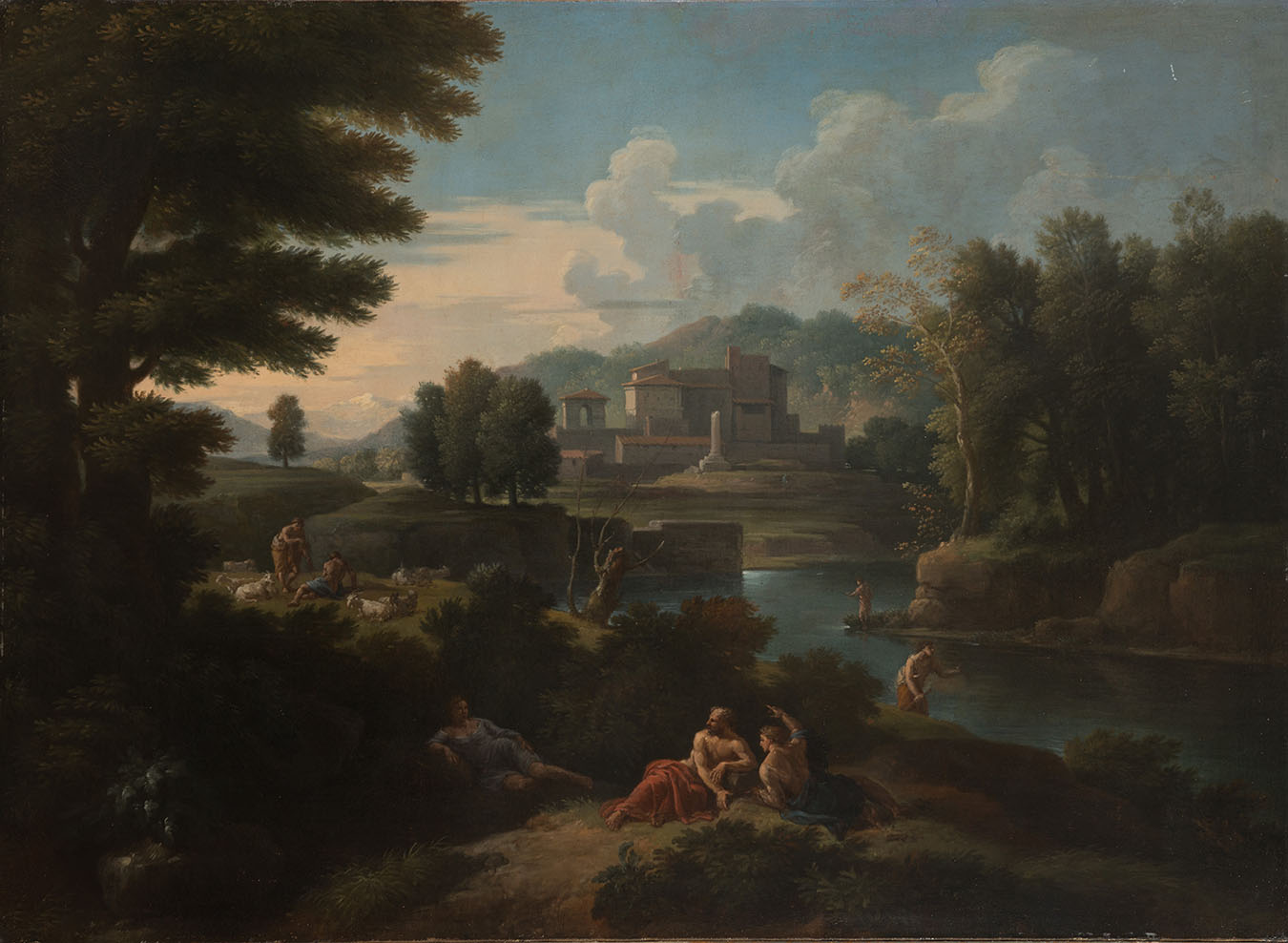 “Paesaggio Romano con personaggi”, olio su tela di Jan Frans van Bloemen.