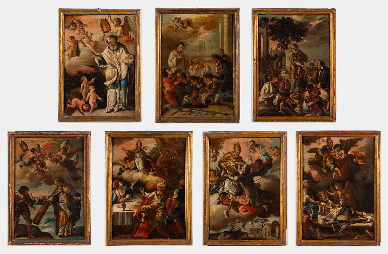 "Storie di miracoli", dipinti ambito di Corrado Giaquinto.