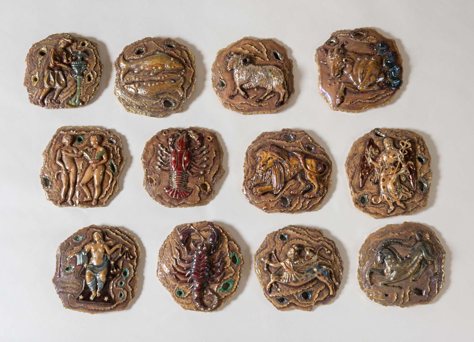 Pietro Melandri dodici segni zodiacali maiolica Faenza anni 50