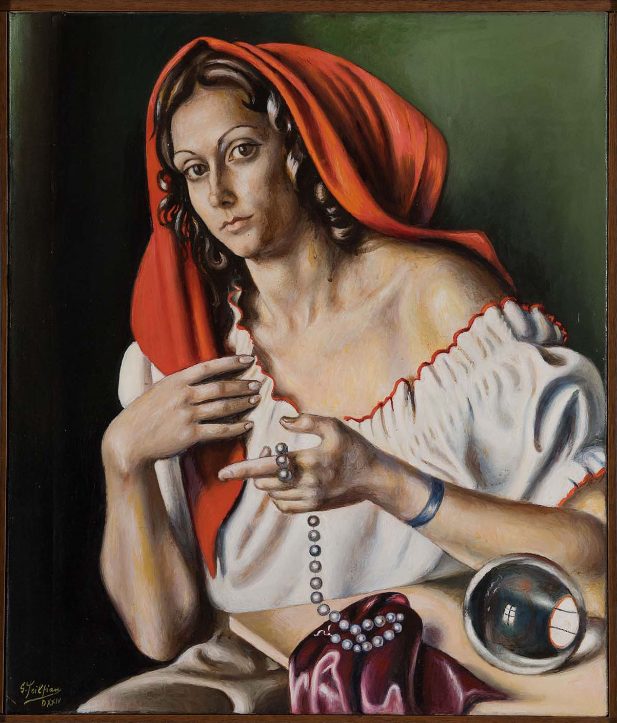 Gregorio Sciltian (1900-1985), “La ragazza con le perle”, 1980.