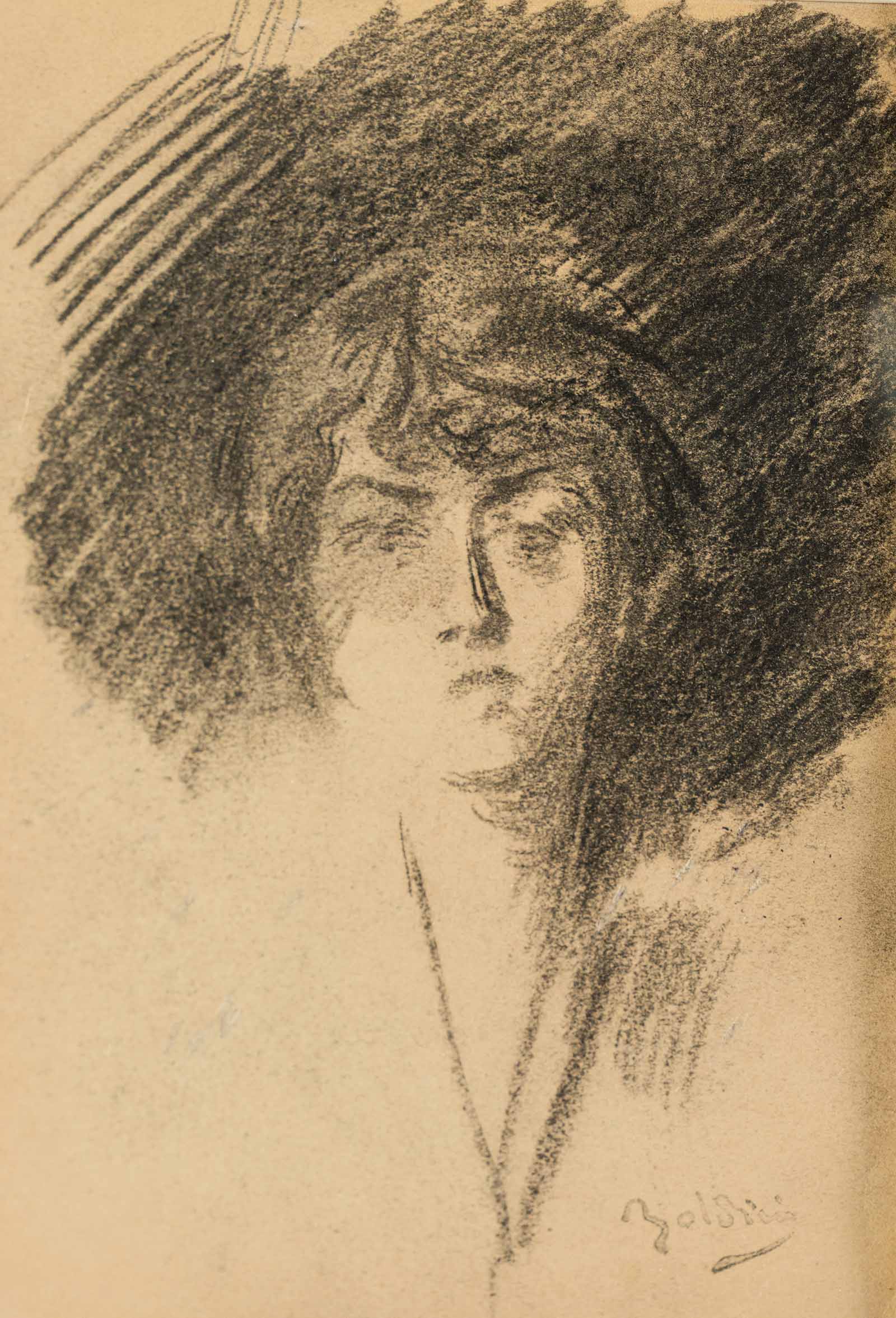 Giovanni Boldini Ritratto di Donna carboncino su carta