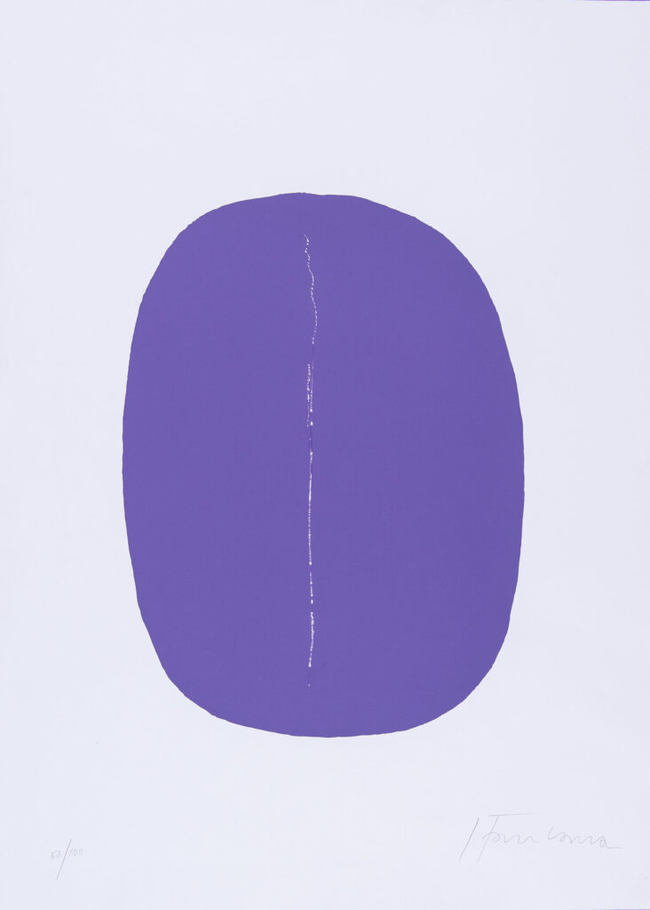 Lucio Fontana Concetto spaziale serigrafia a colori su carta