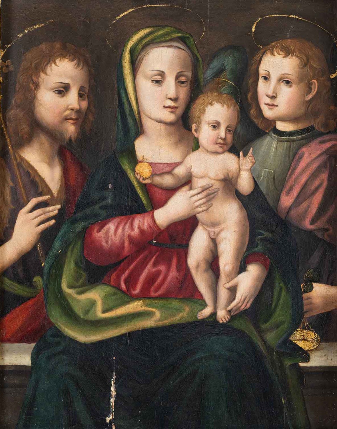 Maestro del XVI secolo, “Madonna con Bambino e Santi”.
