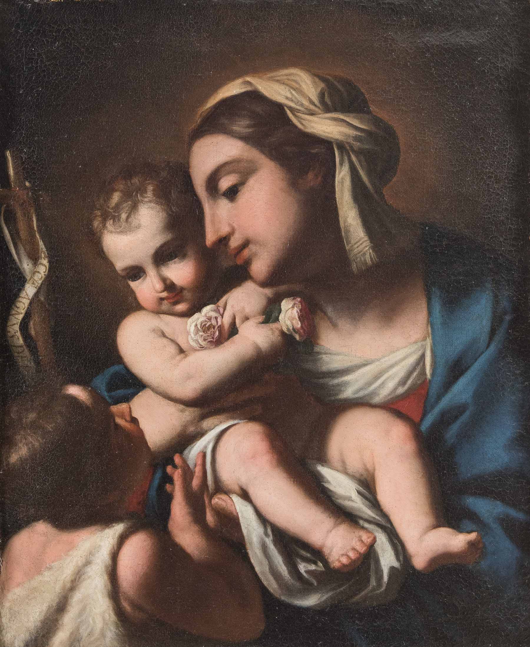 Elisabetta Sirani (1638–1665), ambito di, “Madonna con Bambino e San Giovannino”.