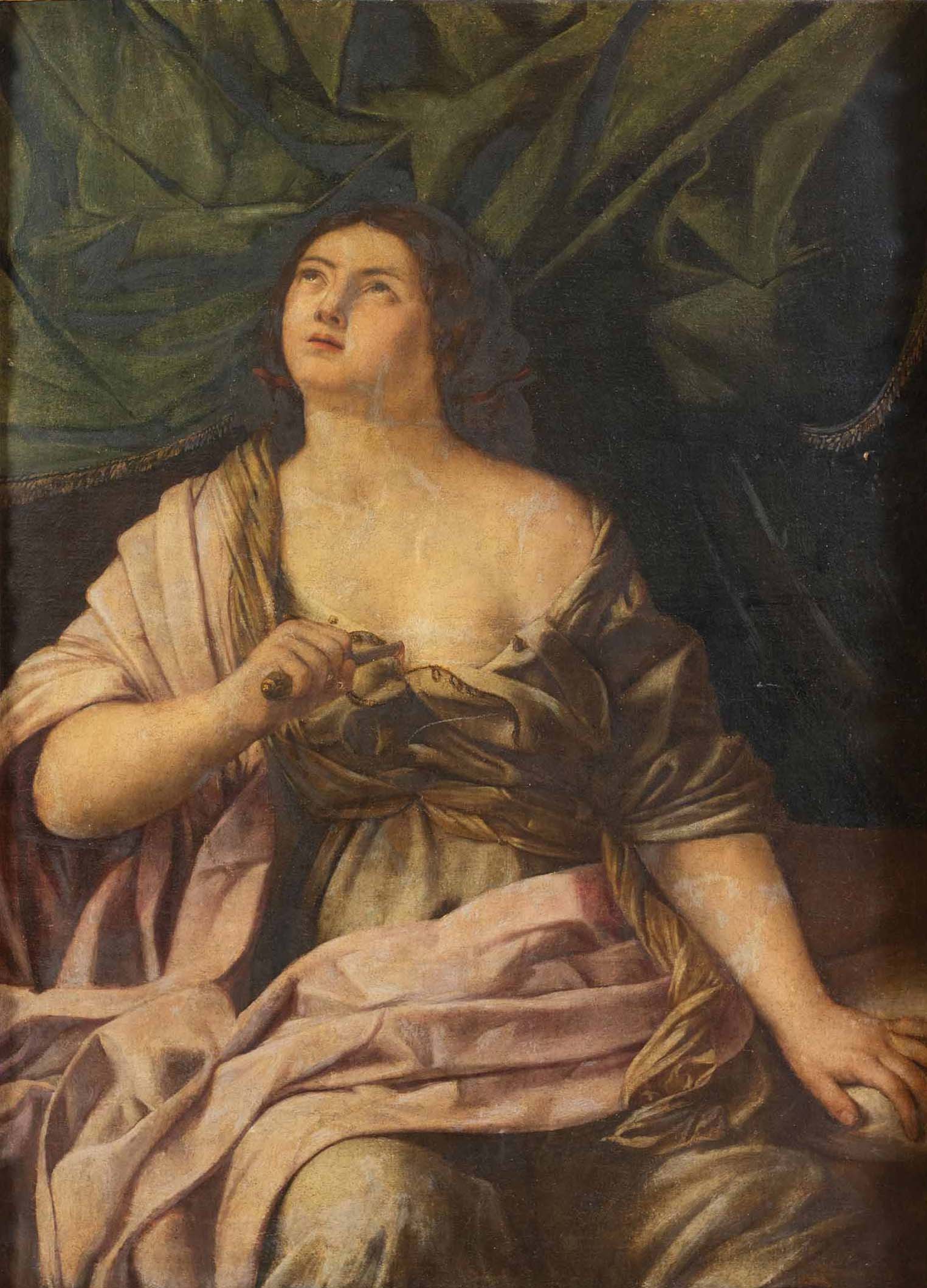 Maestro emiliano del XVII secolo Lucrezia olio su tela senza cornice