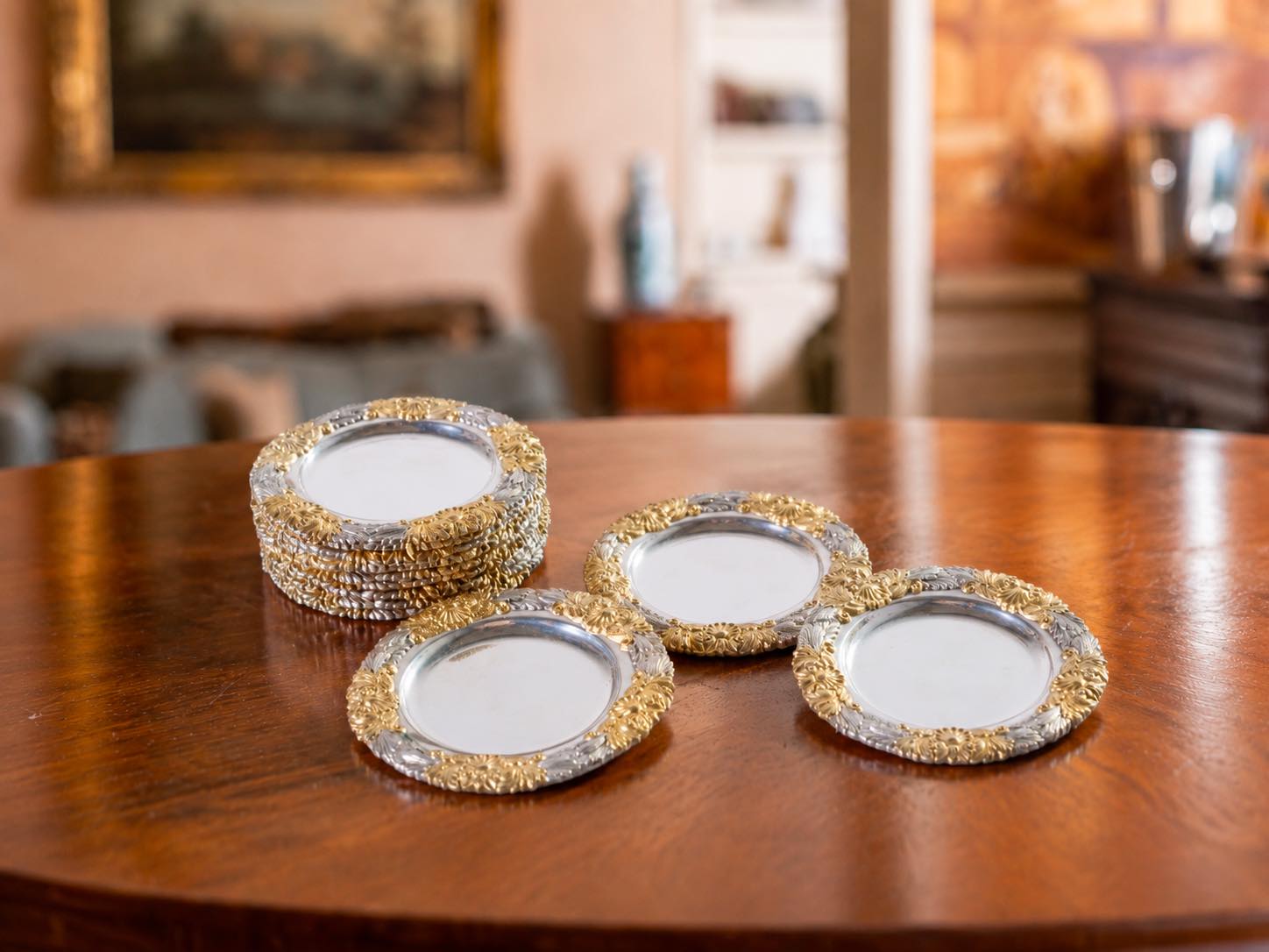 Set of Twelve Silver Coasters, 20th Century, Stefani – Bologna