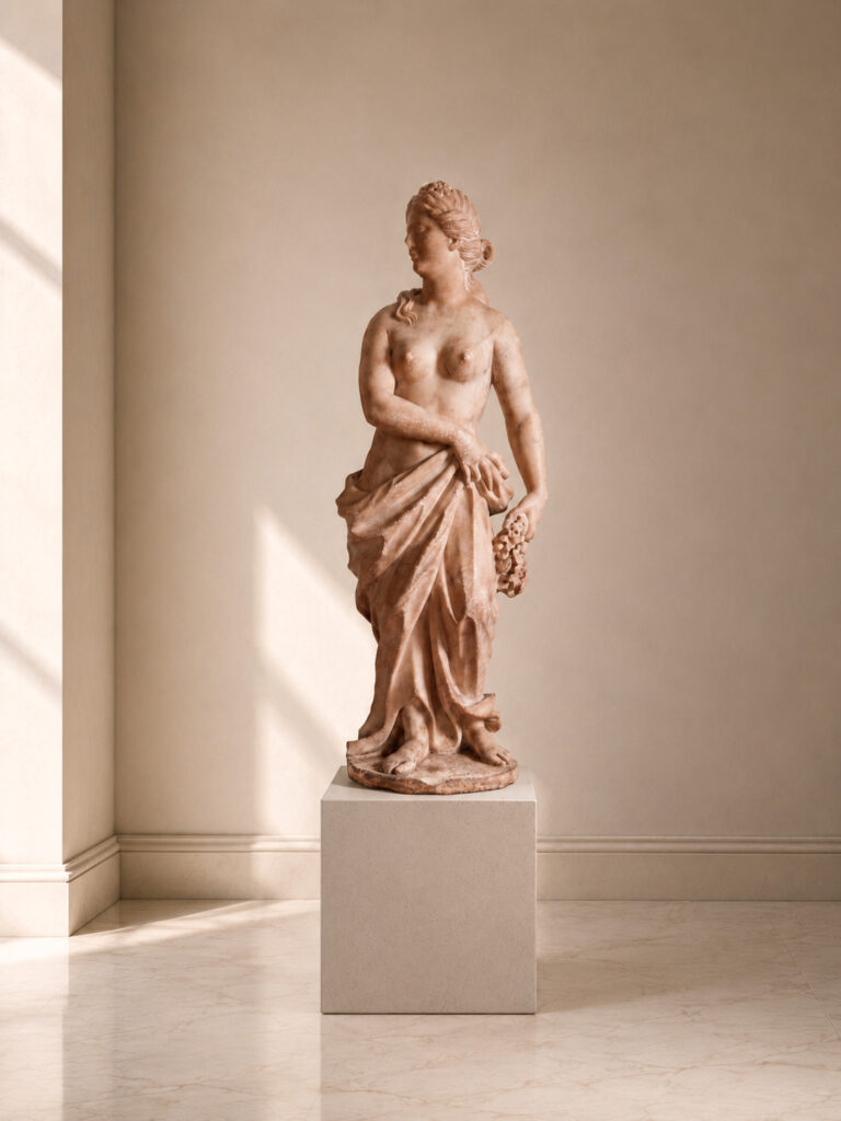 "Flora nuda", scultura in marmo bianco, inizio del XIX secolo.