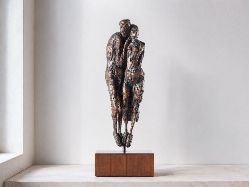Floriano Bodini Amanti 1958 scultura in bronzo