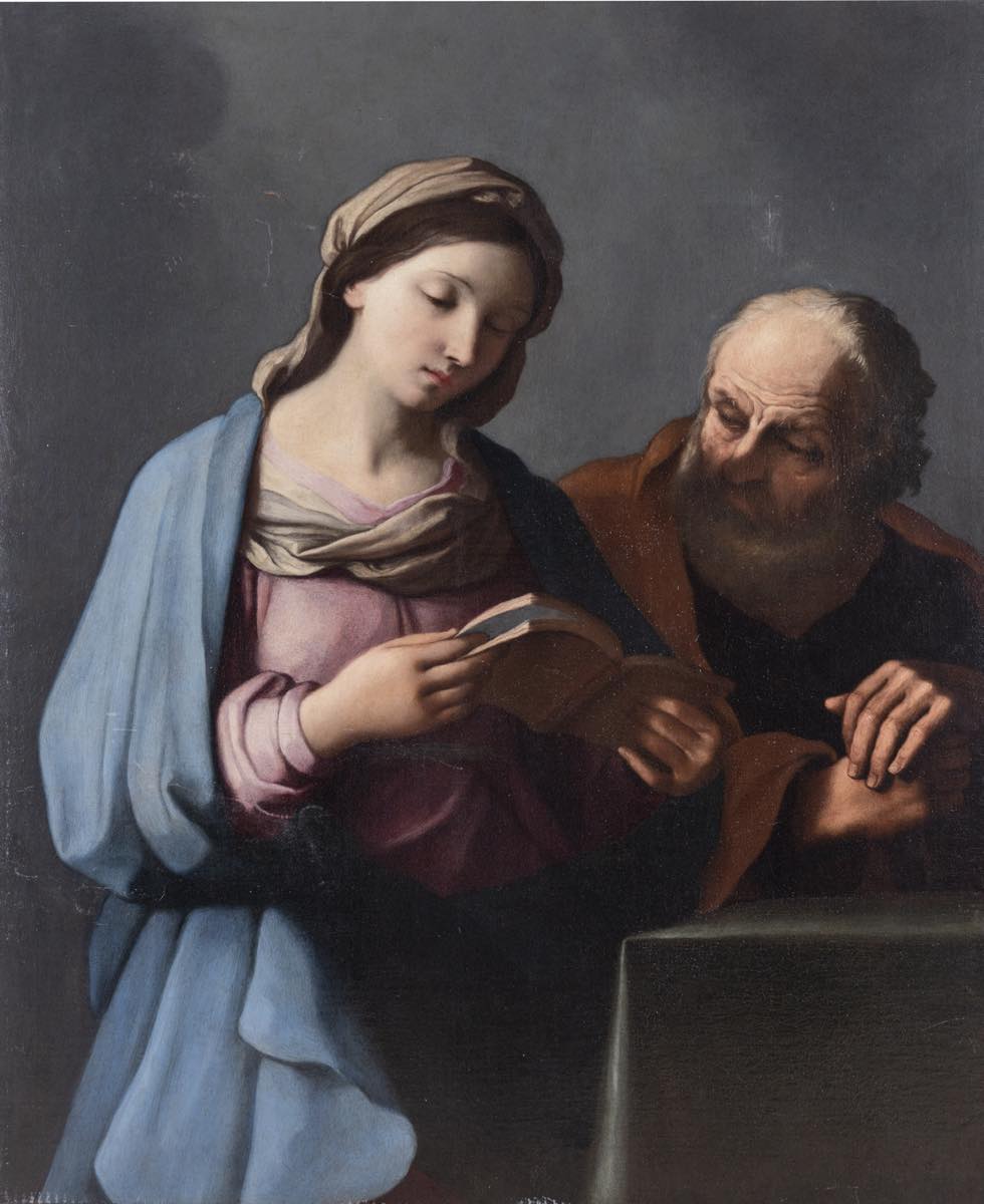 "Madonna e San Giuseppe", olio su tela attribuito a Gian Domenico Cerrini detto il Cavalier Perugino, XVII secolo.