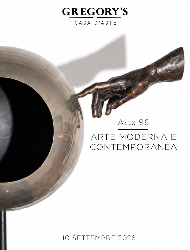 Copertina del catalogo dell'Asta 96 di Arte Moderna e Contemporanea di Gregory's Casa d'Aste Bologna, 10 settembre 2026.