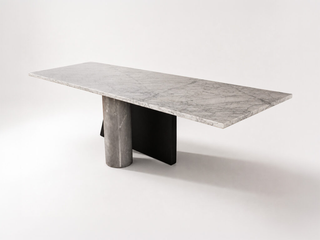 Massimo e Lella Vignelli, tavolo "Ambiguità" in marmo, prodotto da Casigliani, 1983.