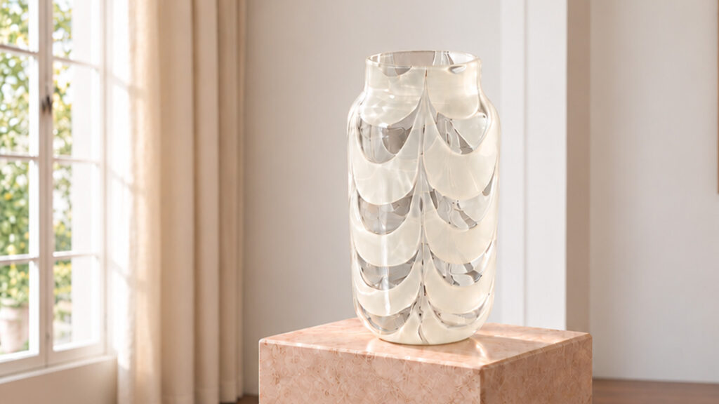 Banner dell'Asta 97 di Design e Arti Decorative del XX secolo con vaso in vetro di Murano