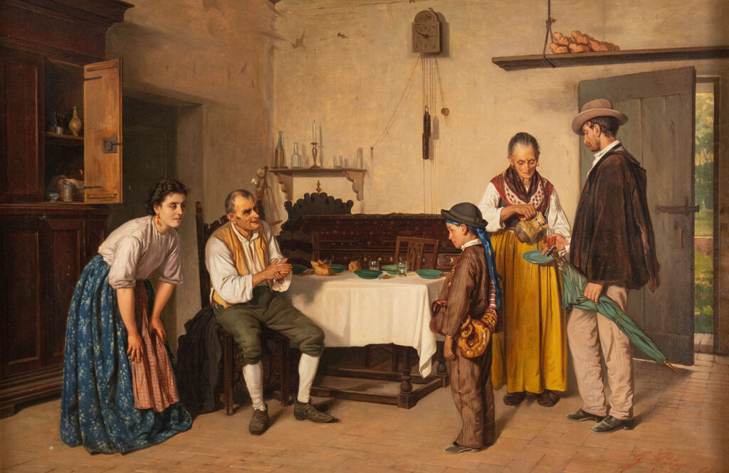 Gaetano Palazzi, "Il ritorno dalla cresima", banner della prossima asta di Arte Antica di Gregory's Casa d'Aste Bologna